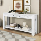 Consolle marrone chiaro/blu scuro/bianco antico con 4 cassetti e ripiano inferiore