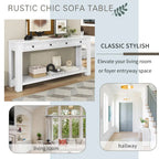 Consolle marrone chiaro/blu scuro/bianco antico con 4 cassetti e ripiano inferiore