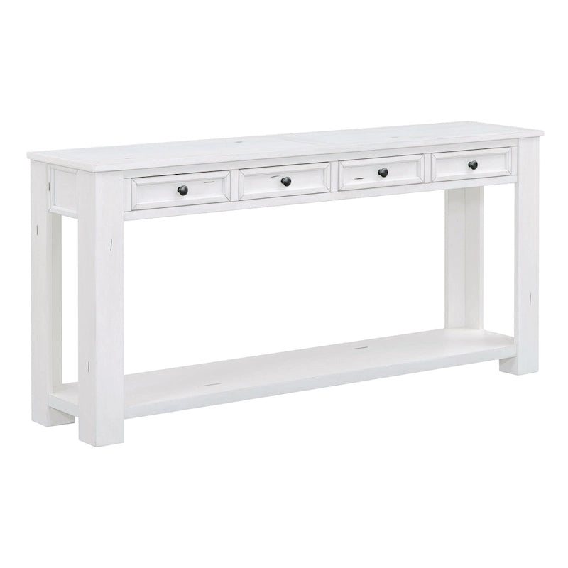 Consolle marrone chiaro/blu scuro/bianco antico con 4 cassetti e ripiano inferiore