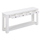 Consolle marrone chiaro/blu scuro/bianco antico con 4 cassetti e ripiano inferiore