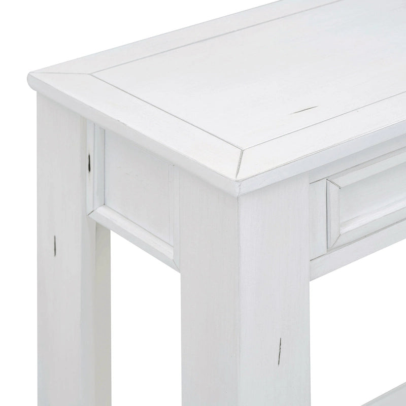 Consolle marrone chiaro/blu scuro/bianco antico con 4 cassetti e ripiano inferiore