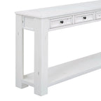Consolle marrone chiaro/blu scuro/bianco antico con 4 cassetti e ripiano inferiore
