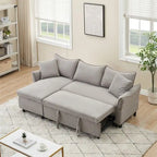 Divano a L in corduroy nero/arancione/giallo/grigio con contenitore e 2 cuscini, 2-3 posti