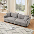 Divano a 3 posti in velluto a coste verde / grigio / beige con 2 cuscini