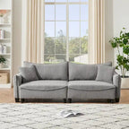 Divano a 3 posti in velluto a coste verde / grigio / beige con 2 cuscini