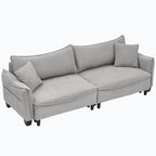 Divano a 3 posti in velluto a coste verde / grigio / beige con 2 cuscini