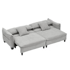 Divano a 3 posti in velluto a coste verde / grigio / beige con 2 cuscini