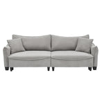 Divano a 3 posti in velluto a coste verde / grigio / beige con 2 cuscini