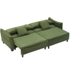 Divano a 3 posti in velluto a coste verde / grigio / beige con 2 cuscini