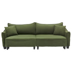 Divano a 3 posti in velluto a coste verde / grigio / beige con 2 cuscini