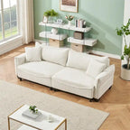Divano a 3 posti in velluto a coste verde / grigio / beige con 2 cuscini