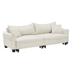 Divano a 3 posti in velluto a coste verde / grigio / beige con 2 cuscini
