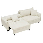 Divano a 3 posti in velluto a coste verde / grigio / beige con 2 cuscini