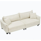 Divano a 3 posti in velluto a coste verde / grigio / beige con 2 cuscini