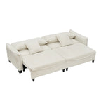 Divano a 3 posti in velluto a coste verde / grigio / beige con 2 cuscini