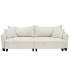 Divano a 3 posti in velluto a coste verde / grigio / beige con 2 cuscini