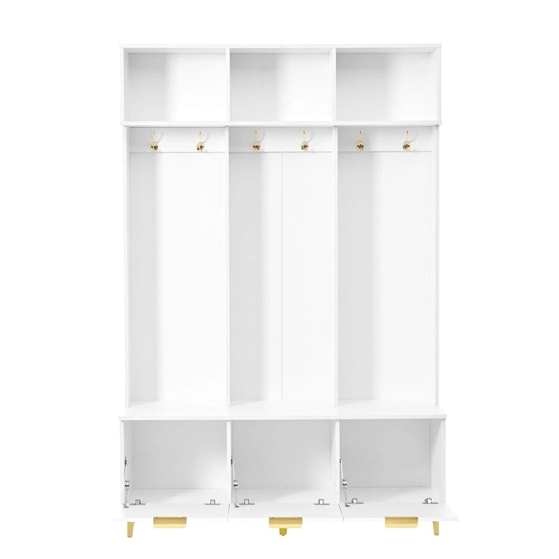 Appendiabiti da ingresso bianco e nero con panca, 3 in 1, montaggio per 2 persone