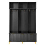 Appendiabiti da ingresso bianco e nero con panca, 3 in 1, montaggio per 2 persone